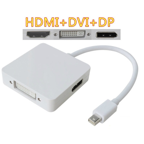 Перехідник mini DisplayPort M -> HDMI/DisplayPort/DVI (24+5), FHD 1080p, кабель 0.2 м