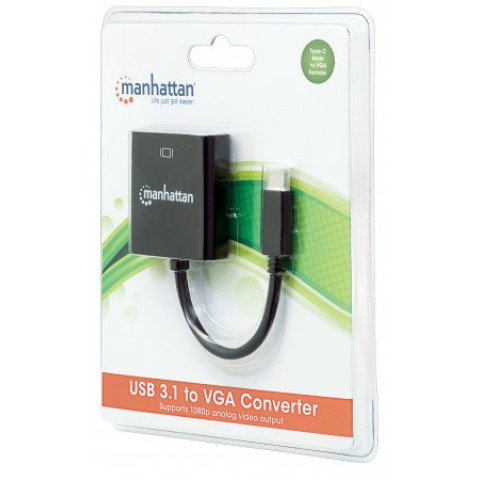 Перехідник USB 3.1 Type-C -> VGA (F), Manhattan чорний