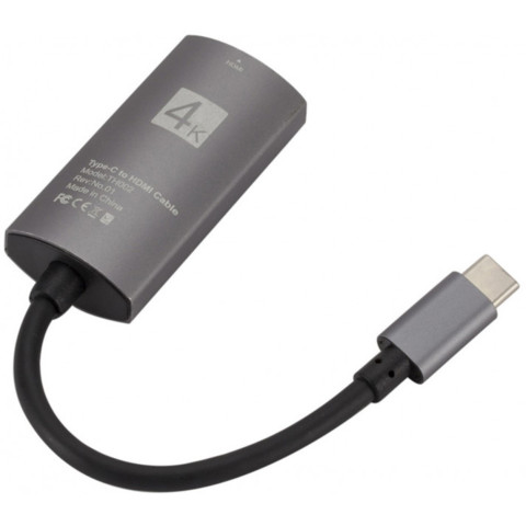 Перехідник USB 3.1 Type-C -> HDMI (F), 4K 30HZ, кабель 0.1м, чорний