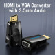Перехідник HDMI M -> VGA F, 1080P 60Hz, 3,5мм Audio, Vention чорний