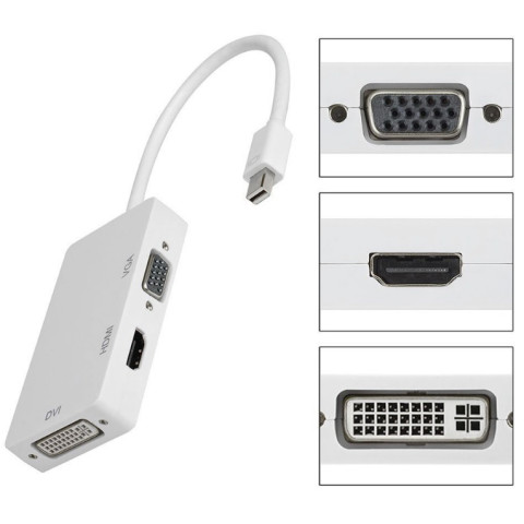 Перехідник mini DisplayPort M -> HDMI/VGA/DVI (24+5), FHD 1080p