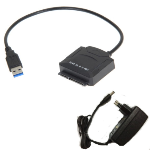 Перехідник USB 3.0 Type-A -> SATA III (F) 2.5"/3.5" 7+15pin з БЖ, чорний