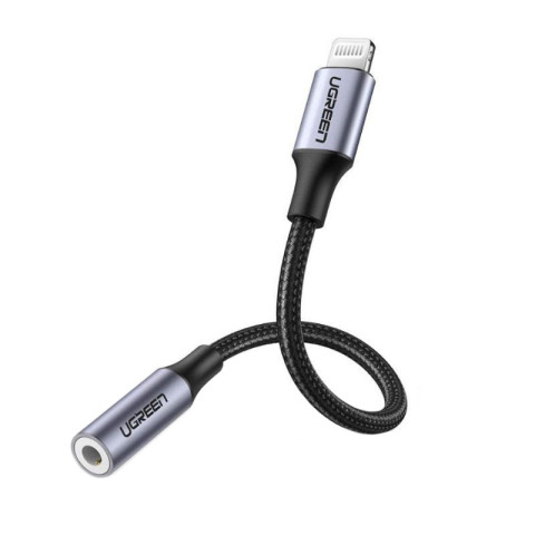 Перехідник Lightning -> 3.5 mm 10cm Headphone Jack Adapter Model US211 UGREEN Сірий