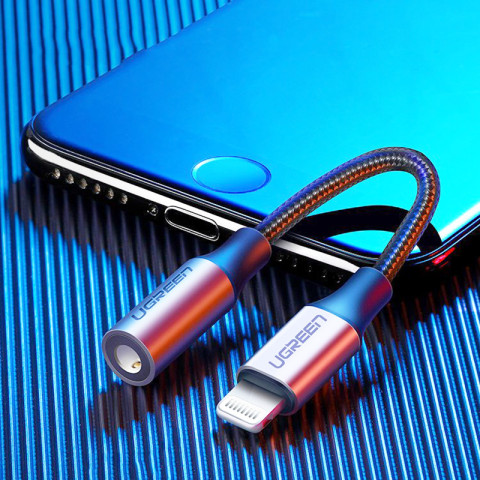 Перехідник Lightning -> 3.5 mm 10cm Headphone Jack Adapter Model US211 UGREEN Сірий