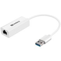 Перехідник USB 3.0 Type-A -> Ethernet RJ45 1000 Мбіт/с Sandberg білий