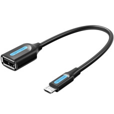 Перехідник USB 2.0 Micro BM -> USB AF (OTG) 0.15 м, PVC Vention чорний