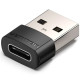 Перехідник USB 2.0 AМ -> USB Type-C (F) PVC Vention чорний