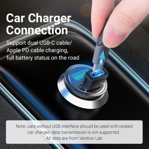 Перехідник USB 2.0 AМ -> USB Type-C (F) PVC Vention чорний