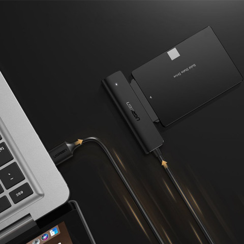 Перехідник USB 3.0 Type-A -> SATA III (F), CM321 UGREEN чорний