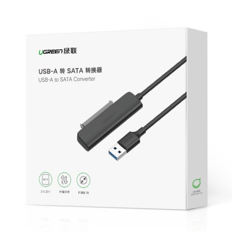 Перехідник USB 3.0 Type-A -> SATA III (F), CM321 UGREEN чорний