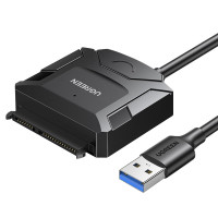 Перехідник USB 3.0 Type-A -> SATA III (F) + DC Adapter, CR108 UGREEN чорний