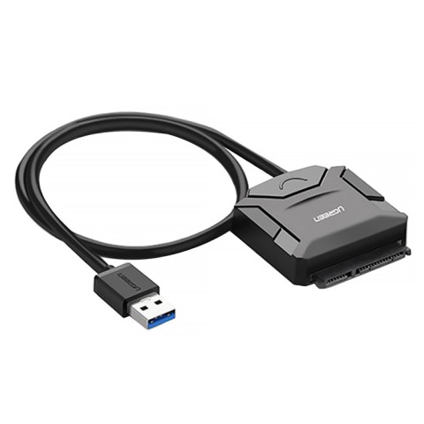Перехідник USB 3.0 Type-A -> SATA III (F) + DC Adapter, CR108 UGREEN чорний