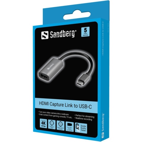 Перехідник USB 3.1 Type-C -> HDMI (F), 4K Sandberg сірий