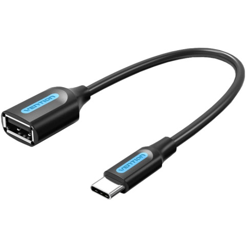 Перехідник USB 2.0 Type-C -> USB AF (OTG), 0.15 m PVC Vention чорний