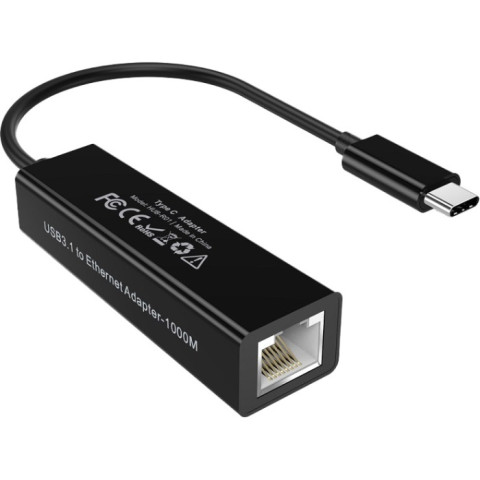 Перехідник USB 3.1 Type-C -> Ethernet RJ45 1000Mb 0,15 м, Choetech чорний
