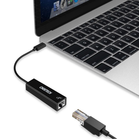 Перехідник USB 3.1 Type-C -> Ethernet RJ45 1000Mb 0,15 м, Choetech чорний
