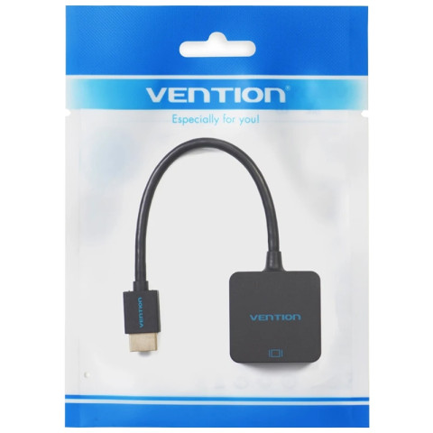 Перехідник HDMI M -> VGA F, 1080P 60Hz, 3,5мм Micro USB (F) powered, кабель 0,15м Vention чорний