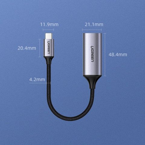 Перехідник USB 2.0 Type C -> HDMI V2.0 4K@60Hz 10 См CM297 UGREEN Сірий