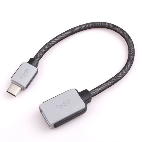 Перехідник USB 3.1 Type-C ->USB AF (OTG) кабель 0.2м, обплетення, OEM