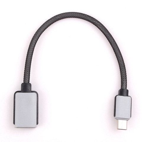 Перехідник USB 3.1 Type-C ->USB AF (OTG) кабель 0.2м, обплетення, OEM