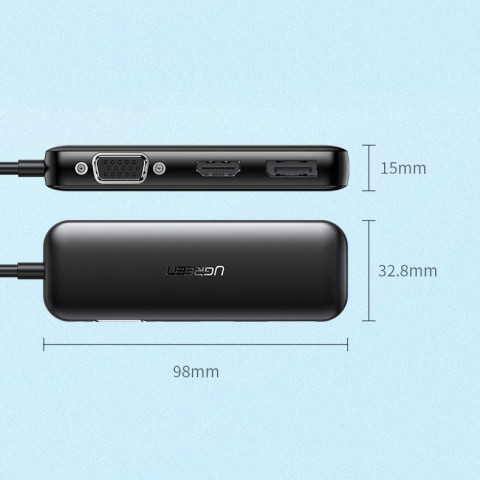 Перехідник USB 2.0 Type-C -> VGA V1.2 /HDMI V2.0b/DP V1.2a CM260 UGREEN Чорний