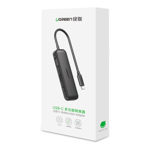 Перехідник USB 2.0 Type-C -> VGA V1.2 /HDMI V2.0b/DP V1.2a CM260 UGREEN Чорний