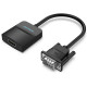 Перехідник VGA 15F -> HDMI M, 1080P 60Hz, 3,5мм Audio, кабель 0,15м Vention чорний