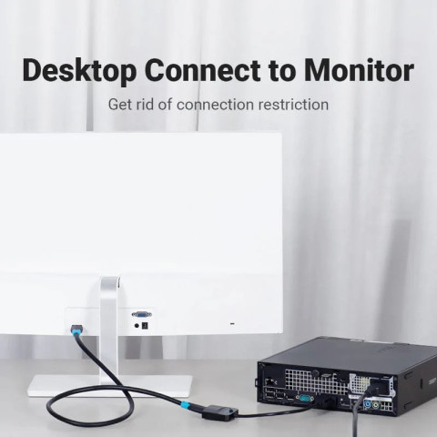Перехідник VGA 15F -> HDMI M, 1080P 60Hz, 3,5мм Audio, кабель 0,15м Vention чорний