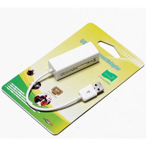 Перехідник USB 2.0 Type-A -> Ethernet RJ45 100Mb чорний 0.1м білий, RTL