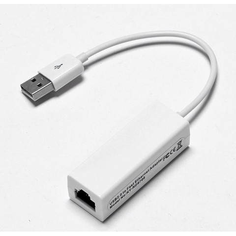 Перехідник USB 2.0 Type-A -> Ethernet RJ45 100Mb чорний 0.1м білий, RTL