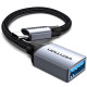 Перехідник USB 3.0 Type-C -> USB AF (OTG) кабель 0.15м Aluminum Alloy Vention сірий
