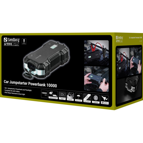 Автомобільний Jump Starter 10000mAh 18W USB-C,USB-A, ліхтар 2W Sandberg
