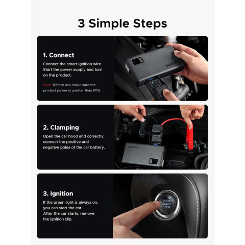 Автомобільний Jump Starter 12000mAh ES702 Ugreen