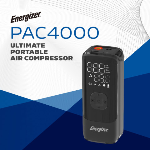 Автомобільний портативний компресор Energizer PAC4000 150 PSI, Power Bank 2000 mAh, Black