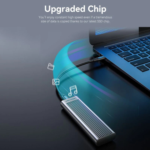 Зовнішня кишеня для SSD M.2 (NVME) M-key USB Type-C 3.2 10Gbps Heat Sink Aluminum сіра Vention