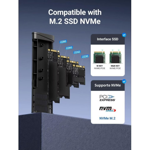Зовнішня кишеня Ugreen CM767 USB 3.2 Gen 2 M.2 NVMe 10 Гбіт/с Сіра