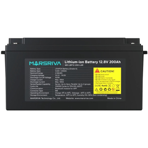 Акумуляторна батарея Marsriva LiFePO4, 12.8V/200Ah (MR-LBP12-200-LAR), 2.56kWh