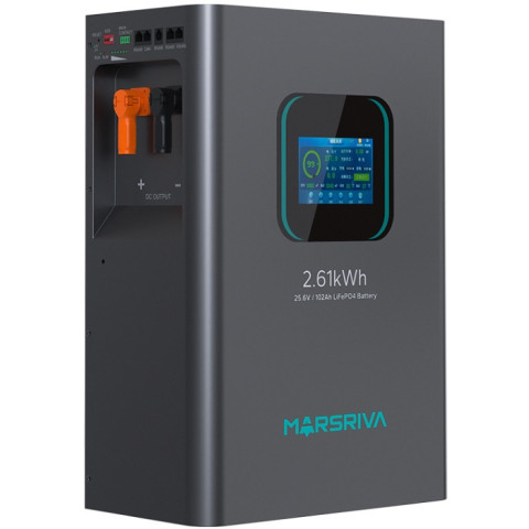 Акумуляторна батарея Marsriva LiFePO4, 25.6V/102Ah, 2.61KWH, настінна