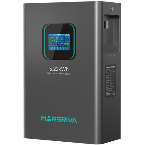 Акумуляторна батарея Marsriva LiFePO4, 51.2V/102Ah, 5.22KWH, настінний