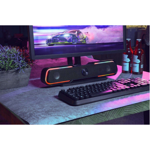 Акустична система 2.0 HP DHE-6002, 3,5мм + USB, 6Вт, Sound Bar LED RGB