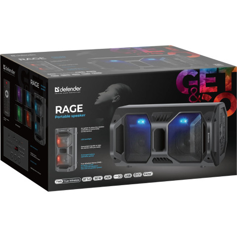 Акустична система 1.0 Defender Rage 50Вт BT/FM/USB/LED/Light/TWS