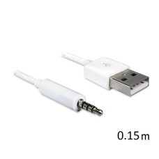 Кабель Audio USB для iPod Shuffle Jack TRRS M -> USB AM, 0,15 м. білий