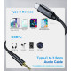 Кабель AUX Type-C - TRS Audio M/M 1.0 м DAC Chip 96kHz, чорний Choetech