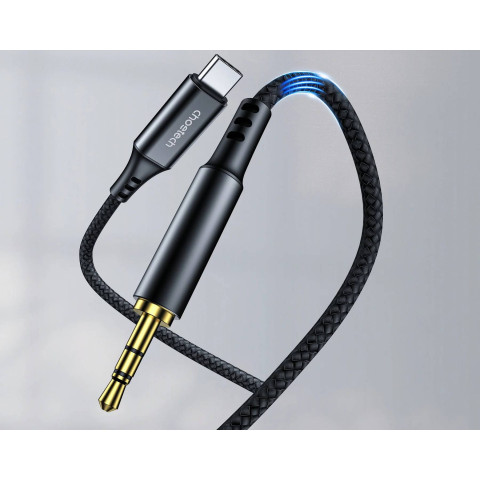 Кабель AUX Type-C - TRS Audio M/M 1.0 м DAC Chip 96kHz, чорний Choetech