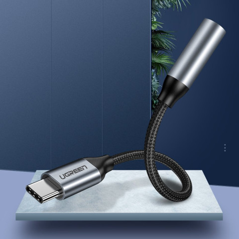 Кабель Type C - AUX Audio M/F 0.10м UGREEN AV142 Чорний