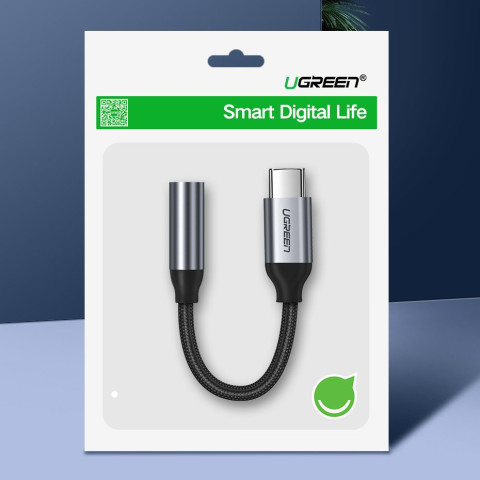 Кабель Type C - AUX Audio M/F 0.10м UGREEN AV142 Чорний