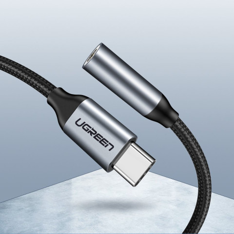 Кабель Type C - AUX Audio M/F 0.10м UGREEN AV142 Чорний