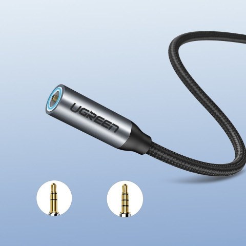 Кабель Type C - AUX Audio M/F 0.10м UGREEN AV142 Чорний
