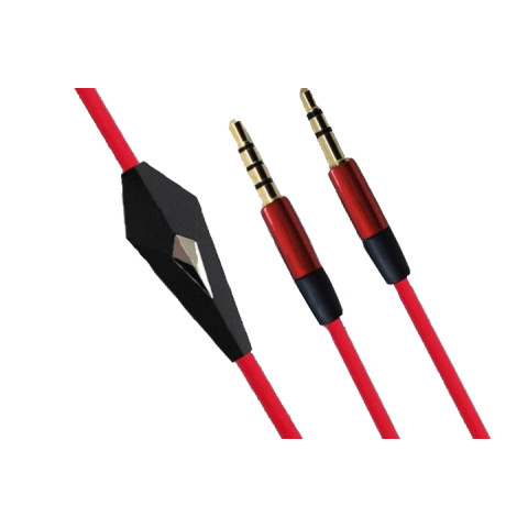 Кабель AUX Audio TRRS - TRS M/M 1.2м з мікрофоном червоний