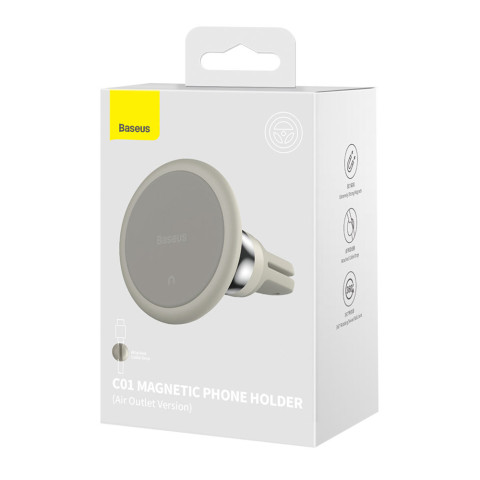 Автомобільне кріплення для смартфона Magnetic (На решітку) Baseus Кремово-Білий